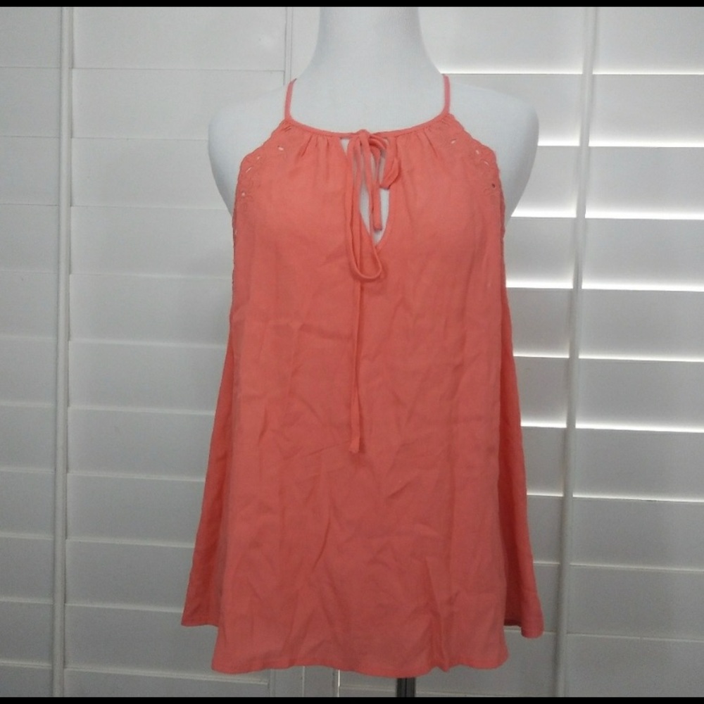 Lush pink spaghetti strap eyelet top sz M